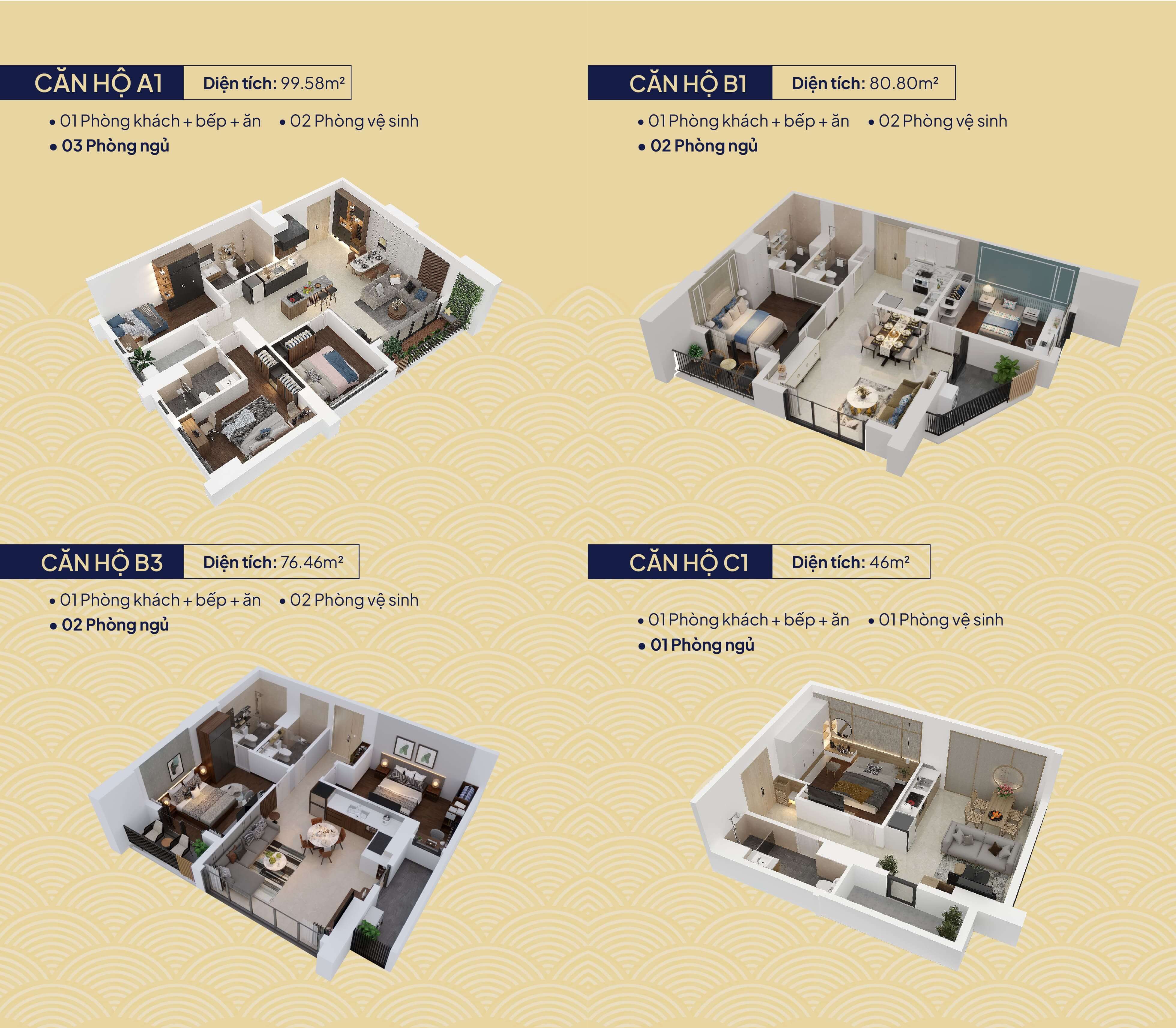 Layout các căn hộ chuẩn Nhật Bản tại The Minato Residence